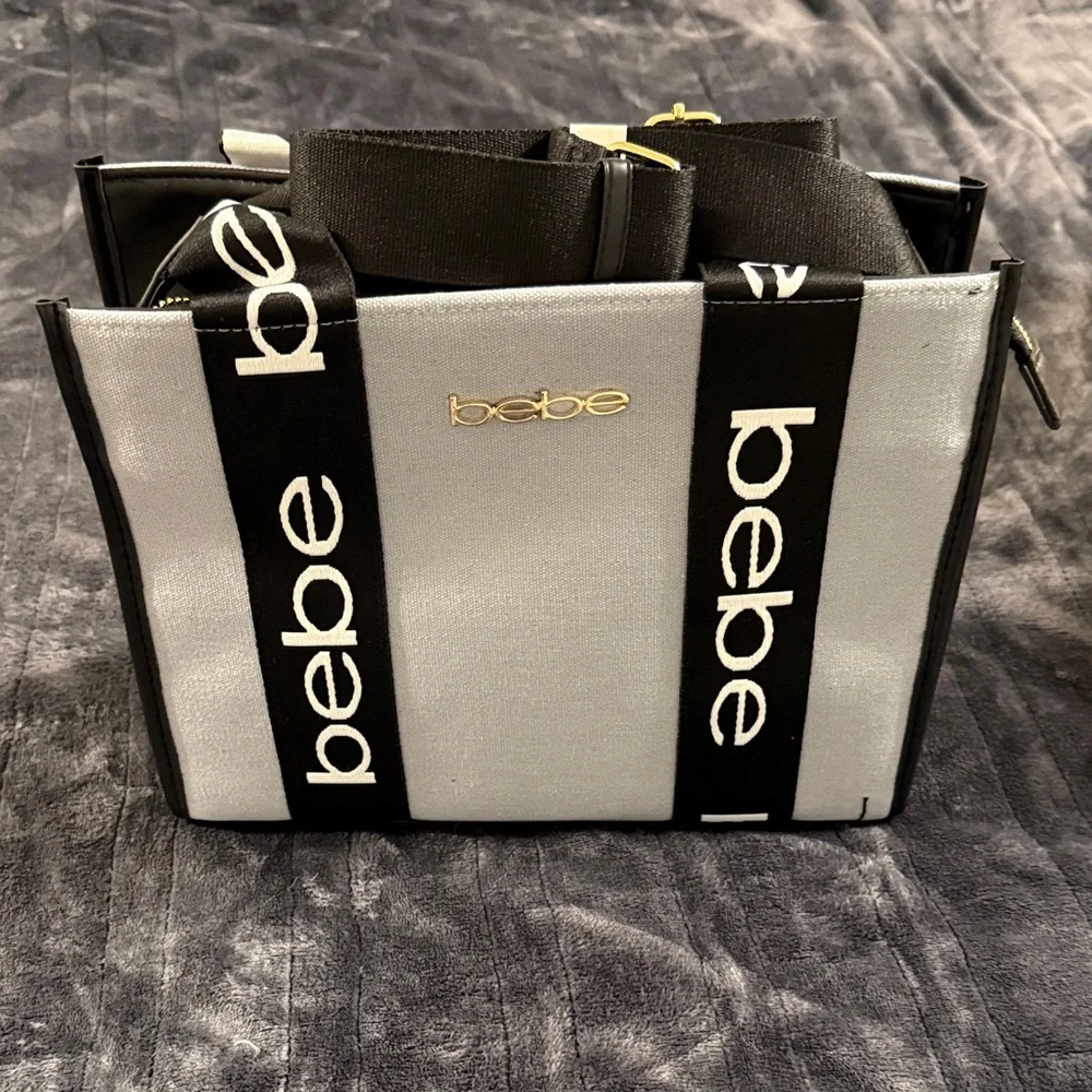 Bebe Black and Gray Tote Bag - Picture 1 of 4
